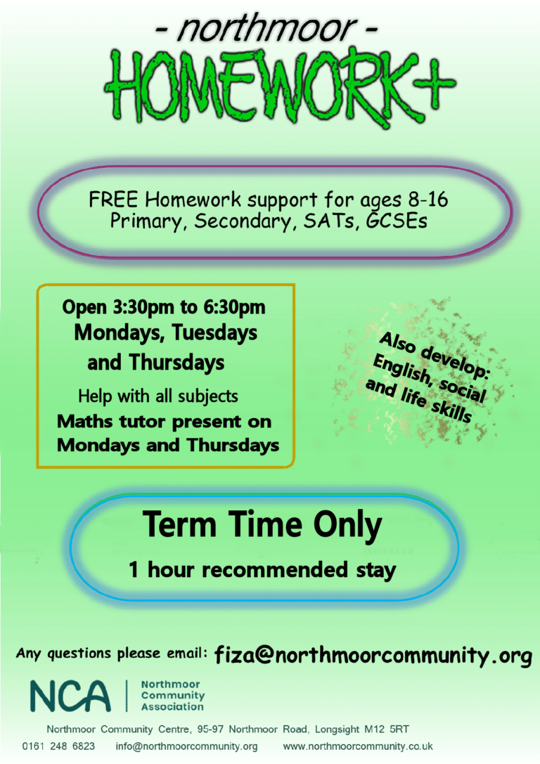 Northmoor Community Association Homework Plus Leaflet